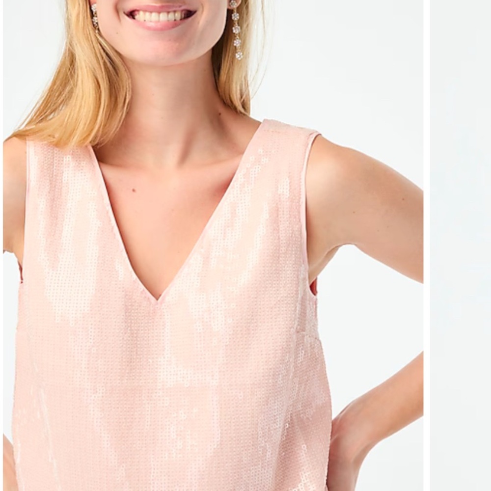 J. Crew Sequin V-neck Shell Baby Pink M